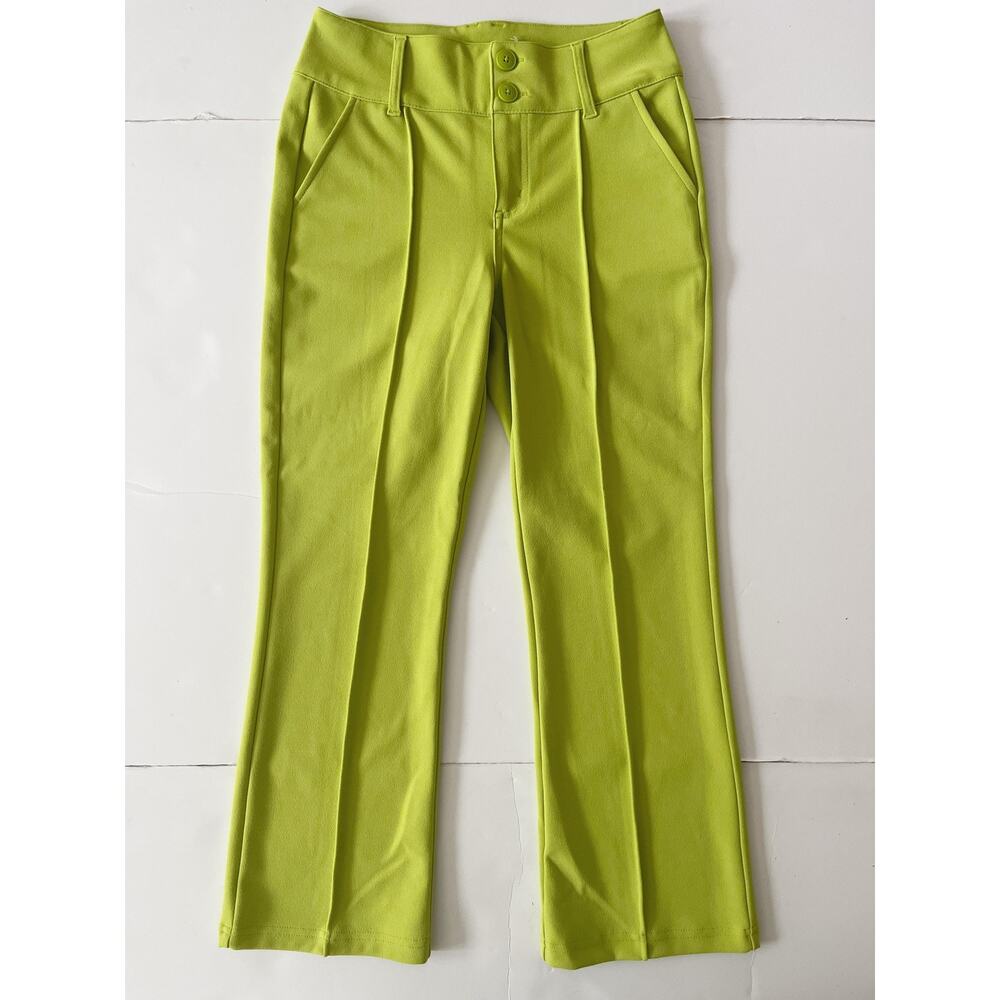 Happily Grey Pants Womens 1 Green Knit Dress Stretch Pleated Front Pockets Ankle
